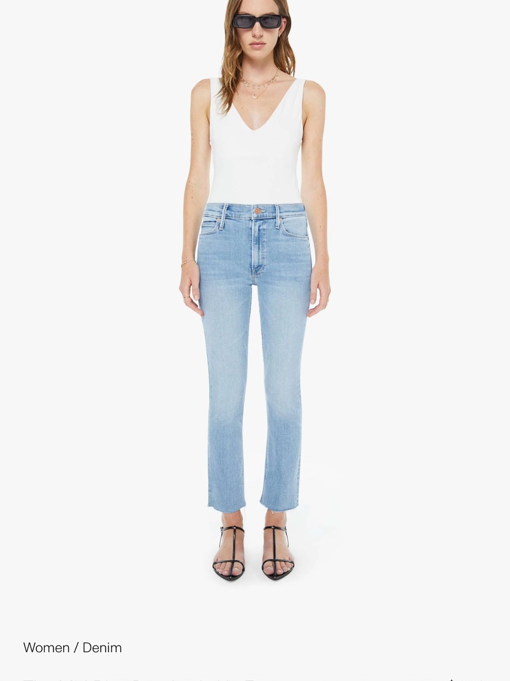 MOTHER-Mid Rose Dazzler Ankle Fray-26